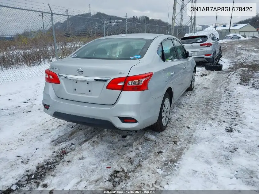 3N1AB7AP8GL678420 2016 Nissan Sentra Sv