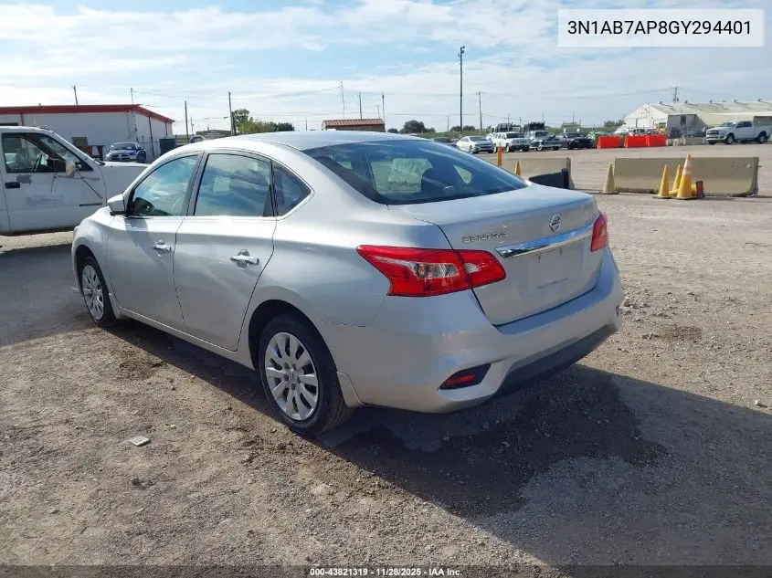 3N1AB7AP8GY294401 2016 Nissan Sentra S