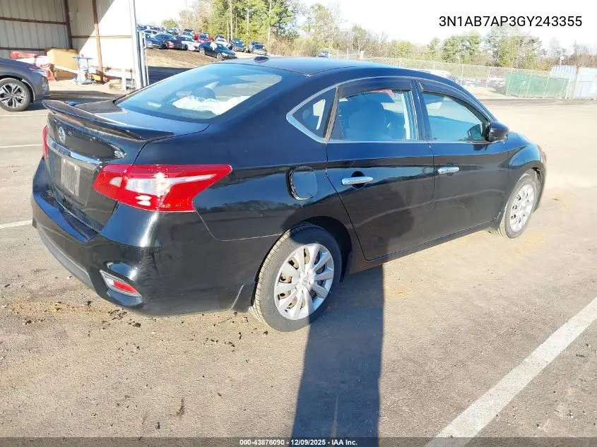 3N1AB7AP3GY243355 2016 Nissan Sentra Sv
