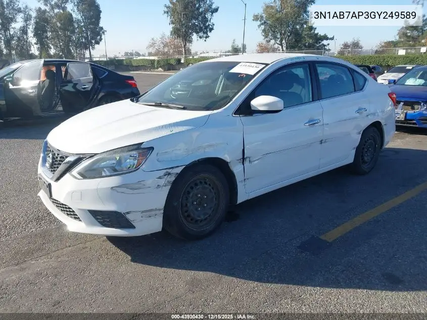 3N1AB7AP3GY249589 2016 Nissan Sentra Sv