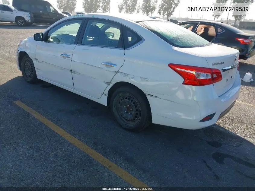 3N1AB7AP3GY249589 2016 Nissan Sentra Sv