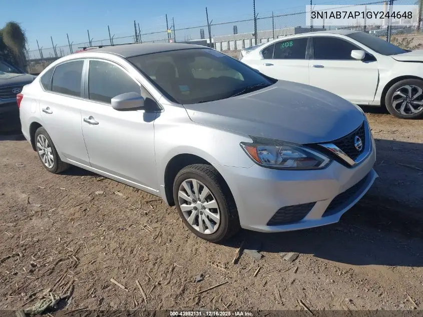 3N1AB7AP1GY244648 2016 Nissan Sentra S