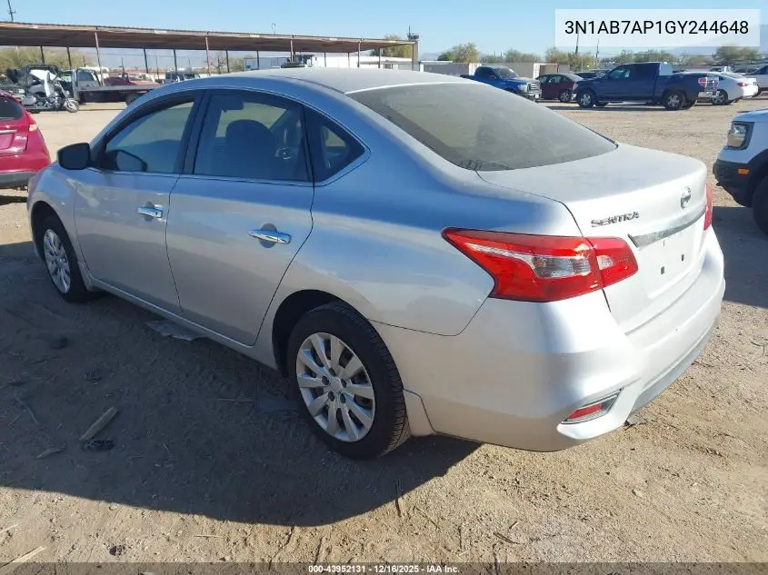 3N1AB7AP1GY244648 2016 Nissan Sentra S