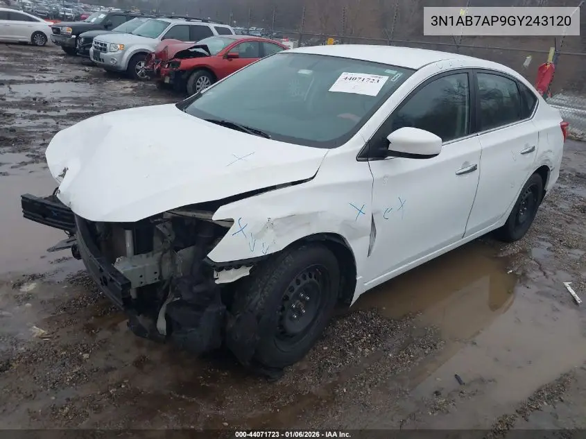 3N1AB7AP9GY243120 2016 Nissan Sentra S