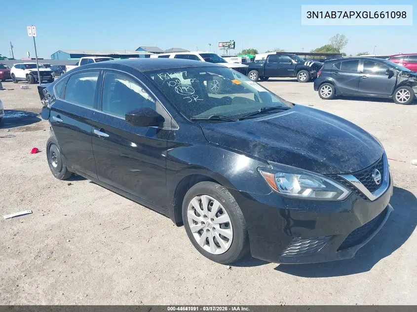 3N1AB7APXGL661098 2016 Nissan Sentra Sv