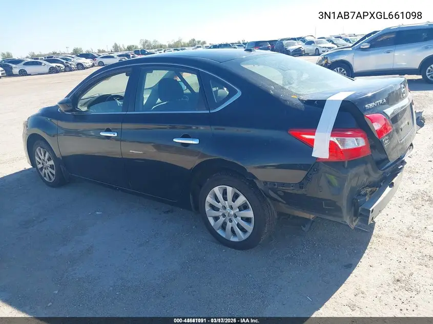 3N1AB7APXGL661098 2016 Nissan Sentra Sv