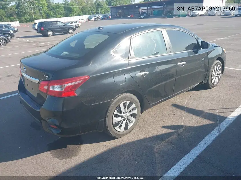 3N1AB7AP0GY217960 2016 Nissan Sentra Sv
