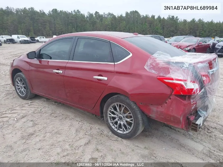 2017 Nissan Sentra S/Sv/Sr/Sl VIN: 3N1AB7AP8HL689984 Lot: 12023663