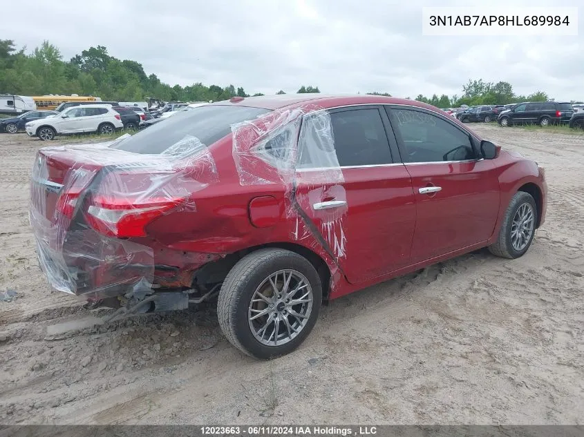 2017 Nissan Sentra S/Sv/Sr/Sl VIN: 3N1AB7AP8HL689984 Lot: 12023663