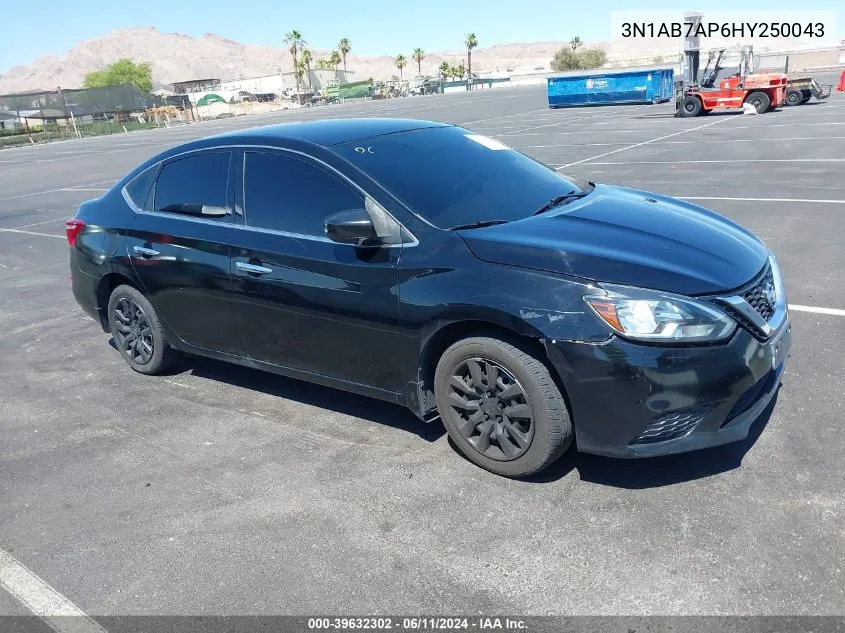 2017 Nissan Sentra Sv VIN: 3N1AB7AP6HY250043 Lot: 39632302