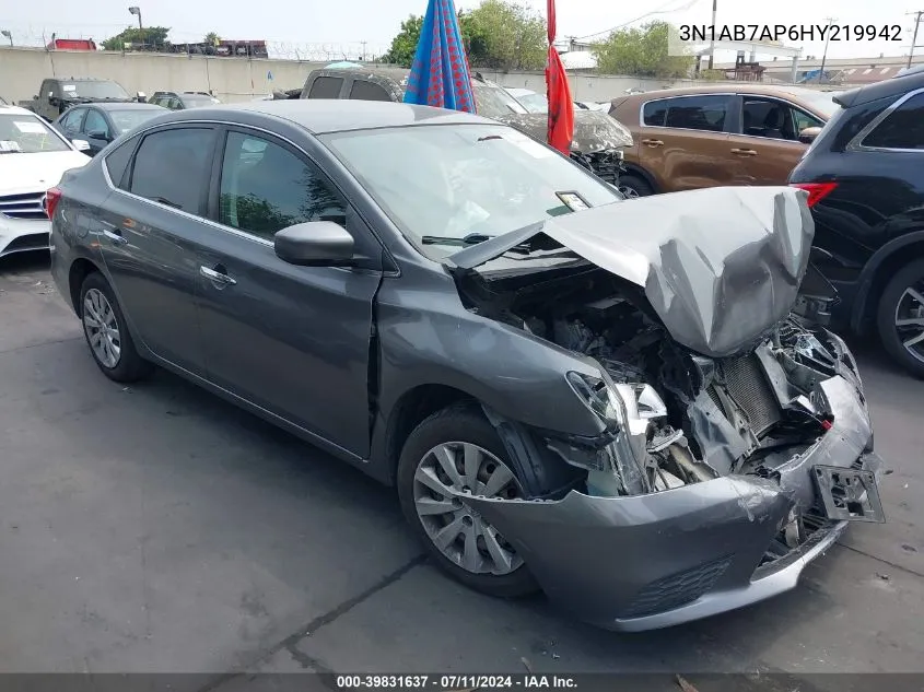 2017 Nissan Sentra S VIN: 3N1AB7AP6HY219942 Lot: 39831637