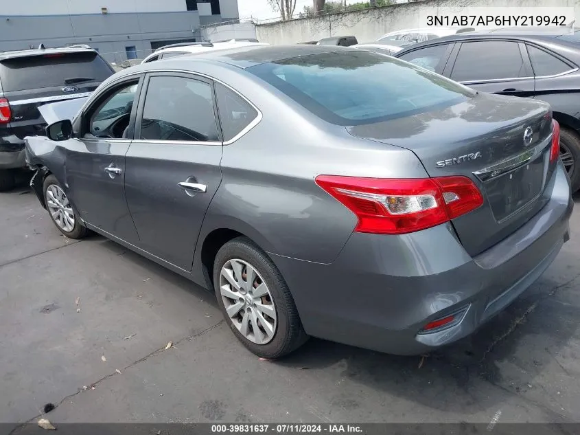 2017 Nissan Sentra S VIN: 3N1AB7AP6HY219942 Lot: 39831637