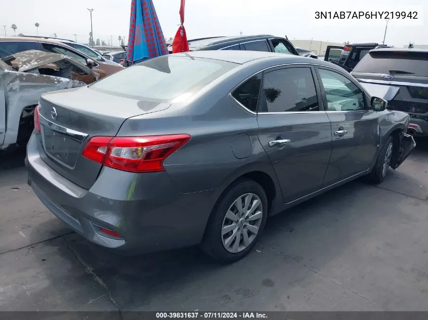 2017 Nissan Sentra S VIN: 3N1AB7AP6HY219942 Lot: 39831637