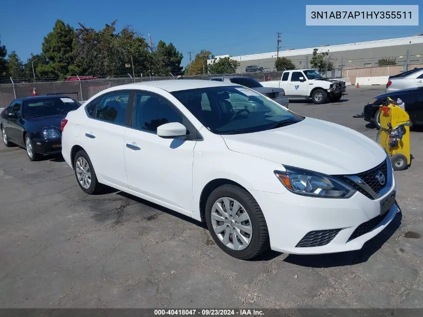 2017 Nissan Sentra Sv VIN: 3N1AB7AP1HY355511 Lot: 40418047