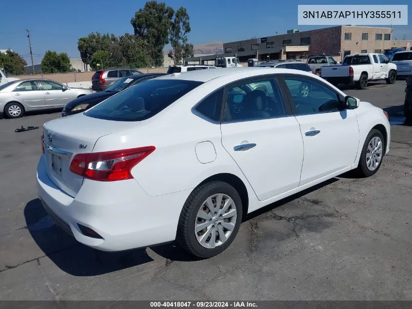 2017 Nissan Sentra Sv VIN: 3N1AB7AP1HY355511 Lot: 40418047