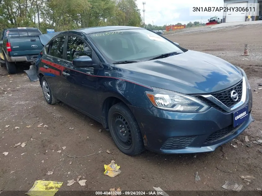 2017 Nissan Sentra Sv VIN: 3N1AB7AP2HY306611 Lot: 40433205