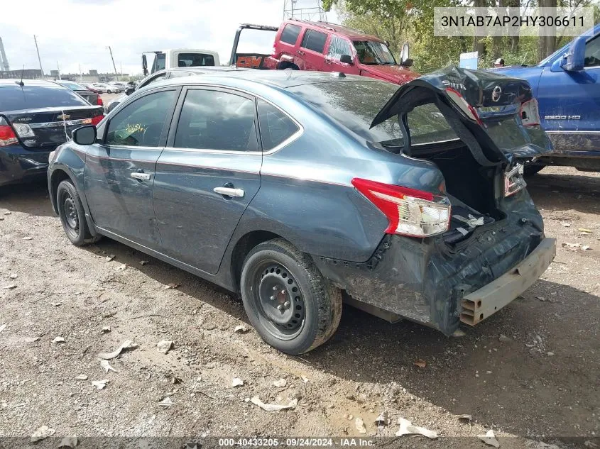 2017 Nissan Sentra Sv VIN: 3N1AB7AP2HY306611 Lot: 40433205