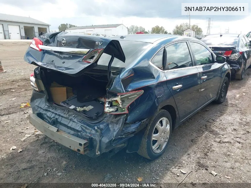 3N1AB7AP2HY306611 2017 Nissan Sentra Sv