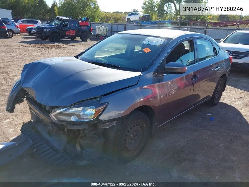 2017 Nissan Sentra Sv VIN: 3N1AB7AP1HY380246 Lot: 40447122