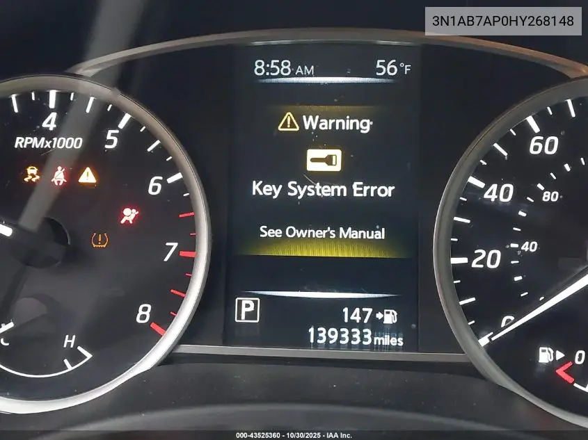 3N1AB7AP0HY268148 2017 Nissan Sentra Sv
