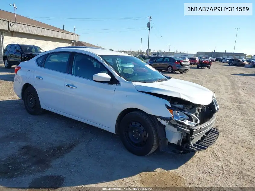 3N1AB7AP9HY314589 2017 Nissan Sentra Sv