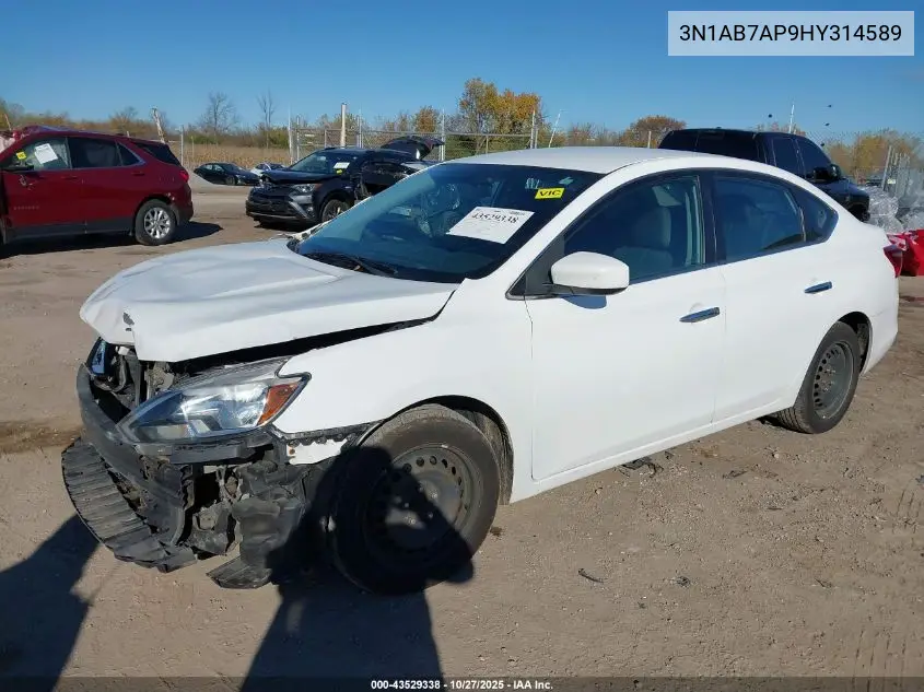 3N1AB7AP9HY314589 2017 Nissan Sentra Sv
