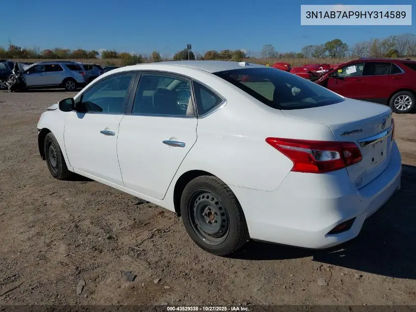 3N1AB7AP9HY314589 2017 Nissan Sentra Sv