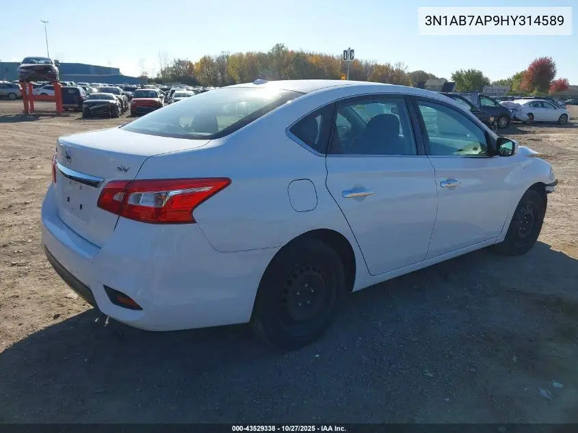 3N1AB7AP9HY314589 2017 Nissan Sentra Sv