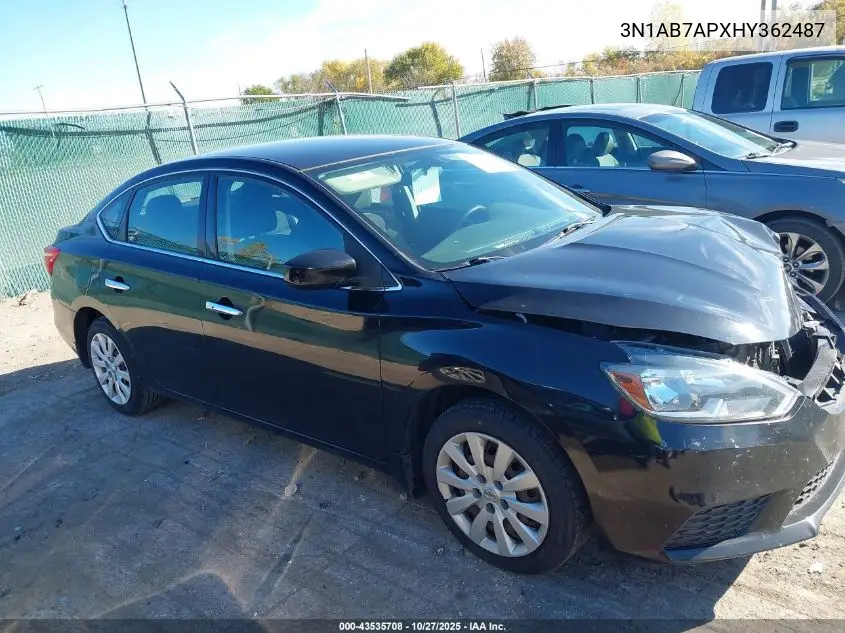 3N1AB7APXHY362487 2017 Nissan Sentra Sv
