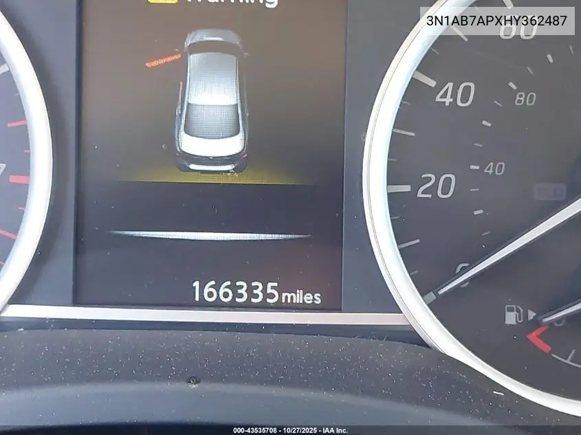 3N1AB7APXHY362487 2017 Nissan Sentra Sv