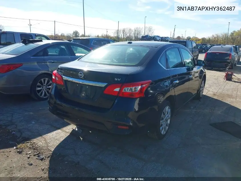 3N1AB7APXHY362487 2017 Nissan Sentra Sv