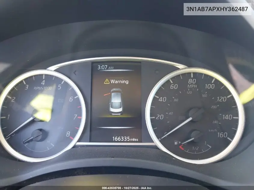 3N1AB7APXHY362487 2017 Nissan Sentra Sv