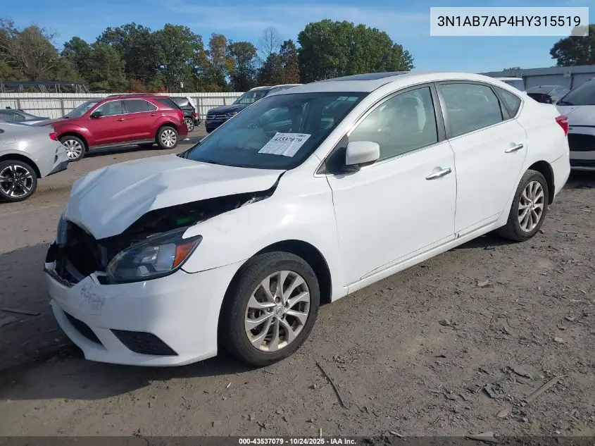 3N1AB7AP4HY315519 2017 Nissan Sentra Sv