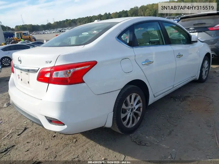 3N1AB7AP4HY315519 2017 Nissan Sentra Sv