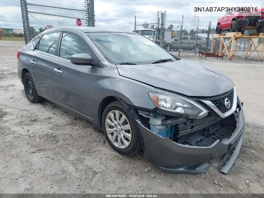 3N1AB7AP3HY340816 2017 Nissan Sentra Sv