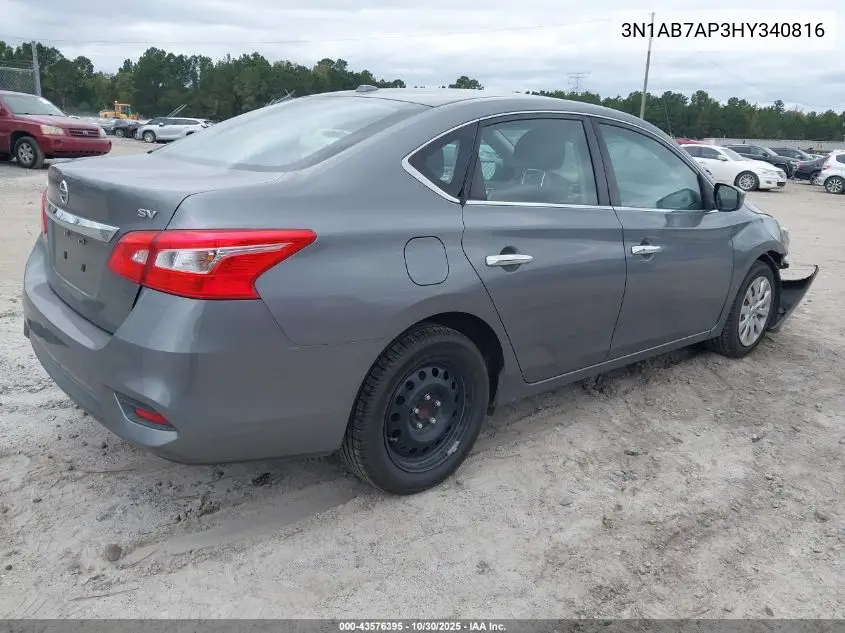 3N1AB7AP3HY340816 2017 Nissan Sentra Sv