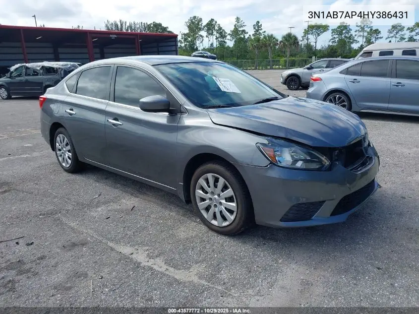 3N1AB7AP4HY386431 2017 Nissan Sentra Sv