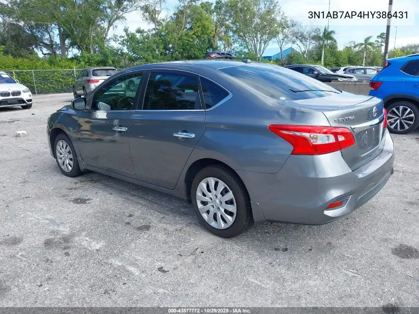 3N1AB7AP4HY386431 2017 Nissan Sentra Sv