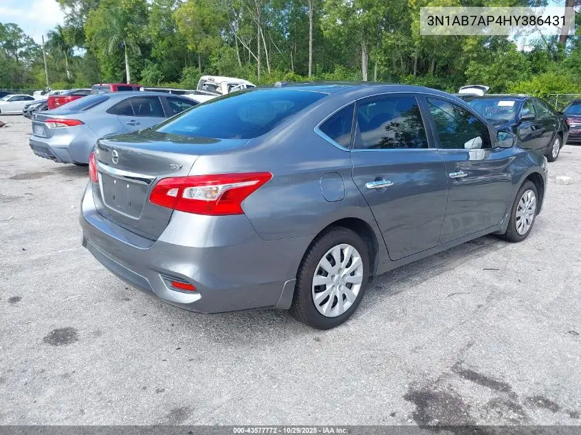 3N1AB7AP4HY386431 2017 Nissan Sentra Sv