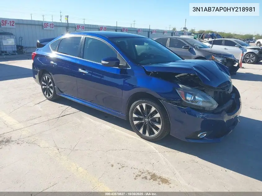 3N1AB7AP0HY218981 2017 Nissan Sentra Sr