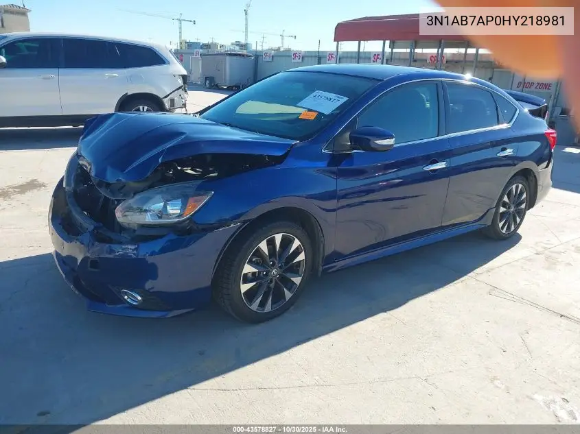 3N1AB7AP0HY218981 2017 Nissan Sentra Sr