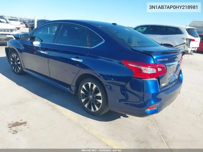3N1AB7AP0HY218981 2017 Nissan Sentra Sr
