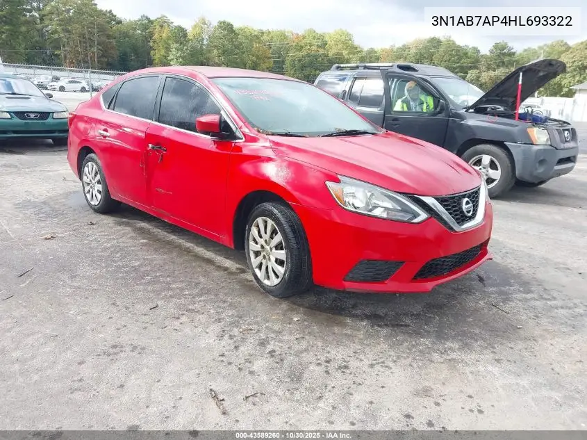 3N1AB7AP4HL693322 2017 Nissan Sentra Sv