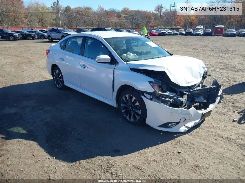 3N1AB7AP6HY231315 2017 Nissan Sentra Sr