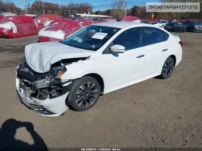 3N1AB7AP6HY231315 2017 Nissan Sentra Sr