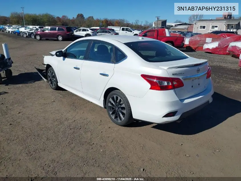 3N1AB7AP6HY231315 2017 Nissan Sentra Sr