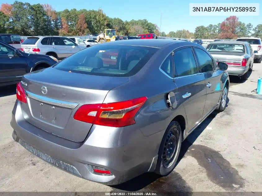 3N1AB7AP6HY258952 2017 Nissan Sentra S
