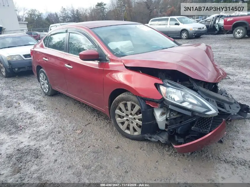 3N1AB7AP3HY314507 2017 Nissan Sentra Sv
