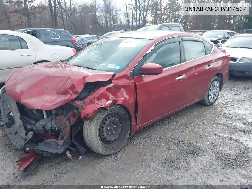 3N1AB7AP3HY314507 2017 Nissan Sentra Sv