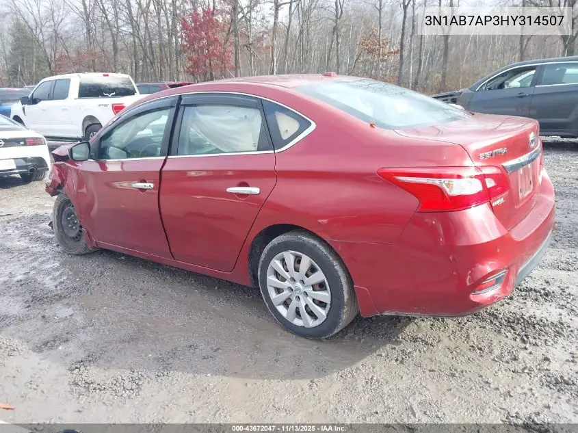 3N1AB7AP3HY314507 2017 Nissan Sentra Sv